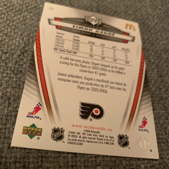 Simon Gagne Philadelphia Flyers 2006 Upper Deck McDonald’s Hockey Card Collector - Picture 3 of 3